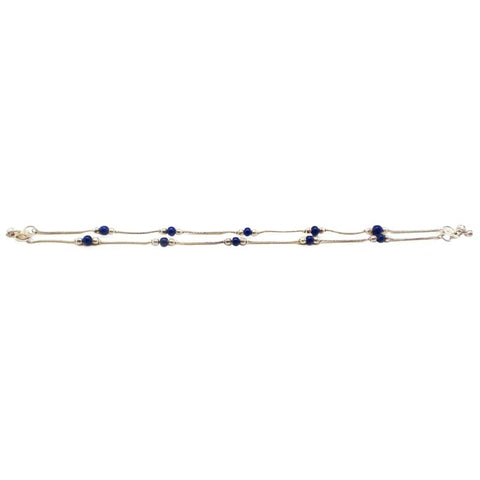 Simple yet Beautiful Silver Plated Anklets with Royal Blue Pearls