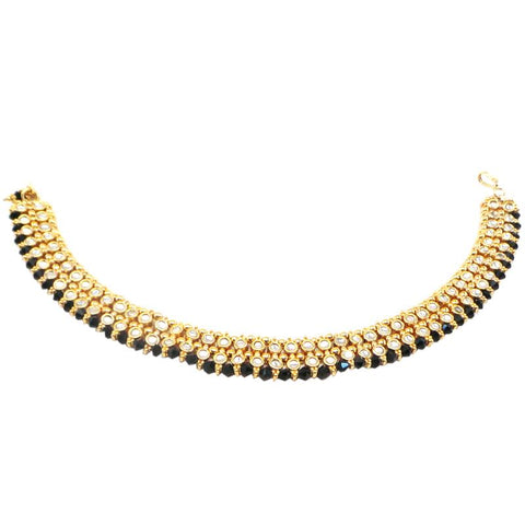 Fancy and Exquisite Gold Plated anklets with Black stones