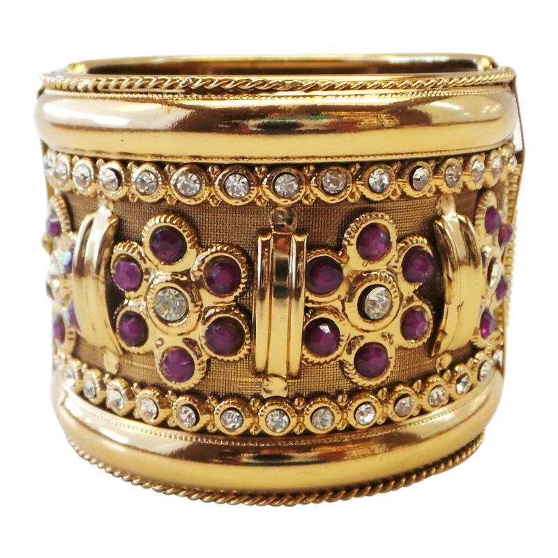 Fancy and Stylish Gold Plated Bangle with burgundy stones