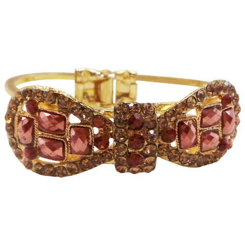 Bracelet plaqué or fantaisie et élégant avec pierres marron