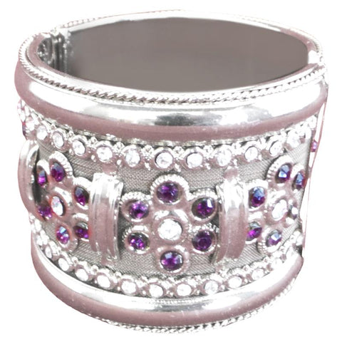 Fancy and Stylish Silver Plated Bangle with purple stones