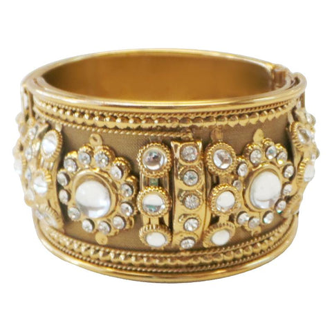 Fancy and Stylish Gold Plated Bangle with mirror stones