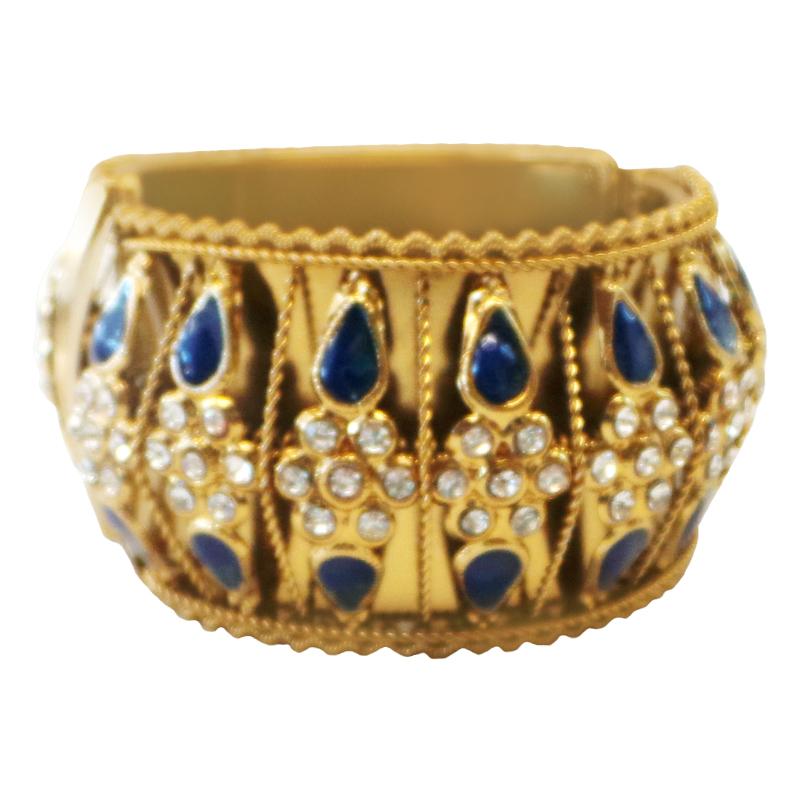 Fancy and Stylish Gold Plated Bangle with black stones