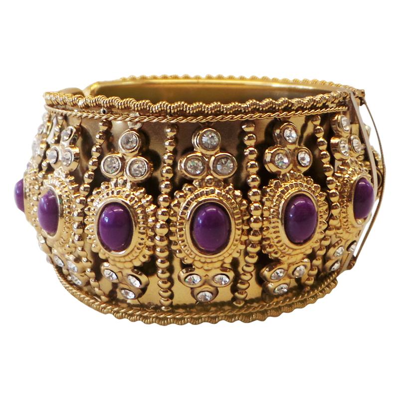 Fancy and Stylish Gold Plated Bangle with purple stones
