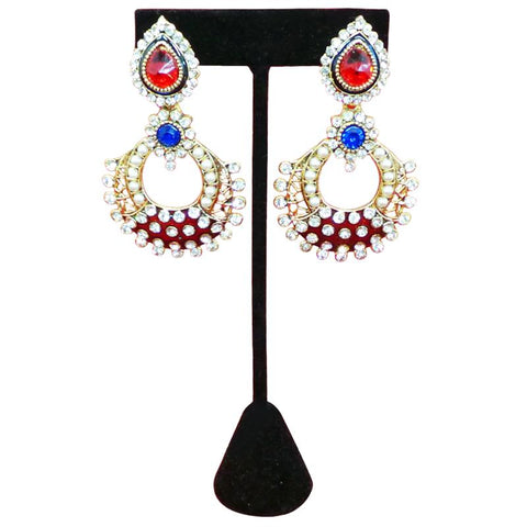 Gorgeous and Unique Multi-Stone Gold Plated Earring 1