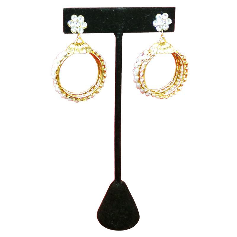 Gorgeous White Pearls and Gold Plated Hoop Earring 1