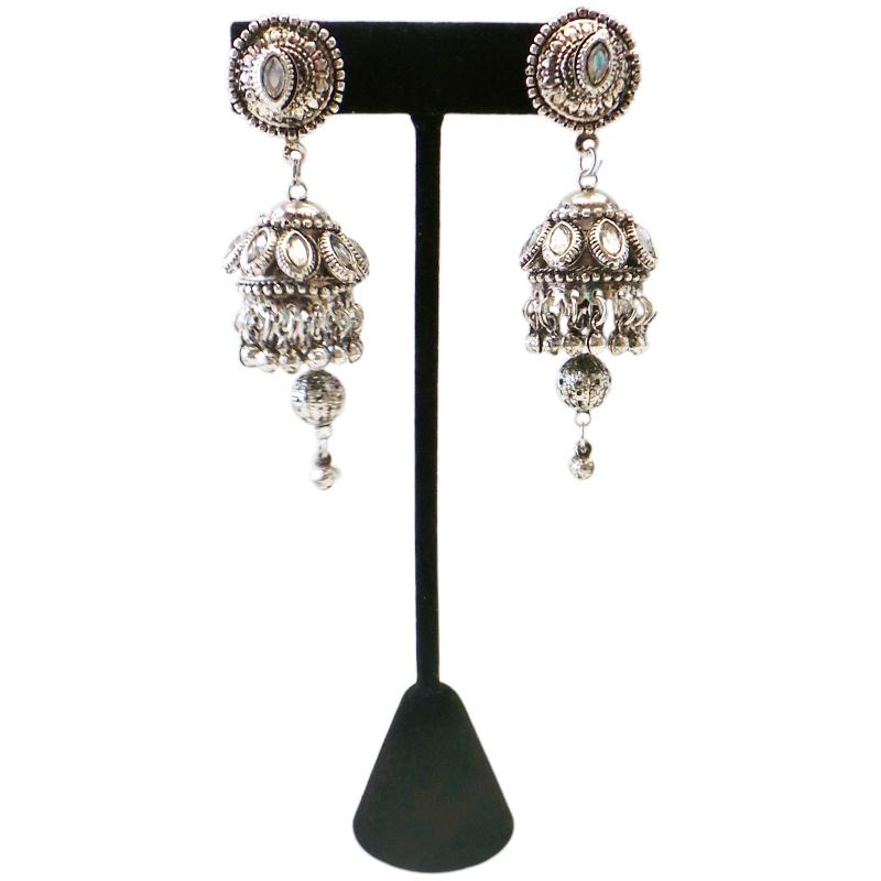 Fancy and Stylish Silver Plated Earring with stones