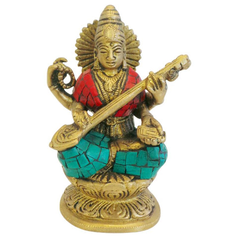 Statue du Dieu Saraswati en laiton