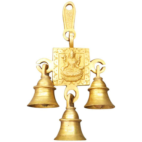 Lakshmi God with 3 bells wall hanging