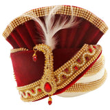 Exquisite Red and White Turban with beautiful gold trimming