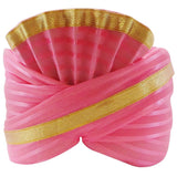 Classic Pink Turban with Plain Gold Trim