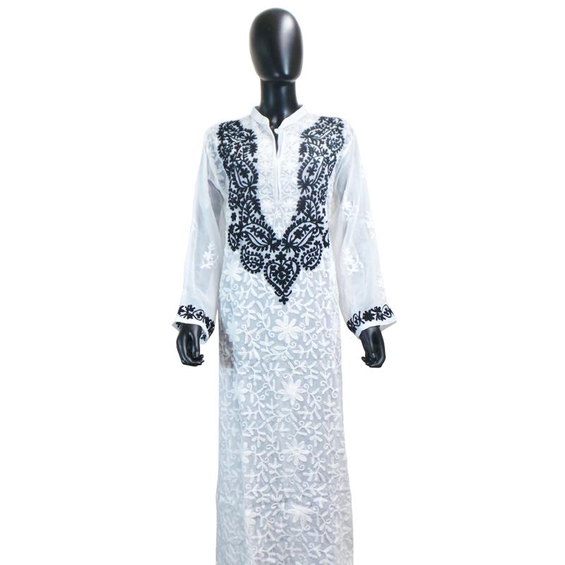 Georgette Tunic with White and Black Embroidery